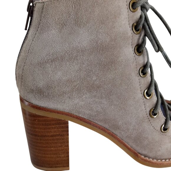 Jeffrey Campbell Cors Lace Up Open Toe Boots Booties Size 7.5 Suede Beige - Picture 13 of 15